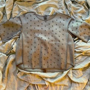 J. Crew SAMPLE SALE Embellished Boxy Silk Trim Short Sleeve Exposed Zipper Top